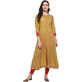 Yash Gallery Women's Plus Size Cotton Floral Printed Anarkali Kurta, Kurti For Summer