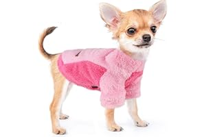 Kosiyi Dog Clothes for Small Dogs Girl Boy Fleece Dog Sweater Dog Sweater Turtleneck Dog Sweaters with Leash Hole, Winter Pet Pullover Coat, Cat Apparel Puppy Clothing, XS, Rose