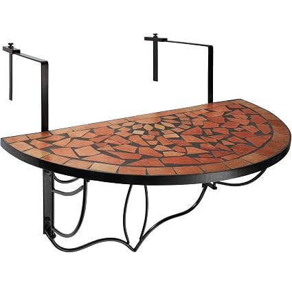 Tectake 800570 Tavolino Da Balcone Mosaico A Ribalta Piano Del Tavolo In Mosaico Di Pietra Stabile Costruzione Disponibile In Diversi Colori