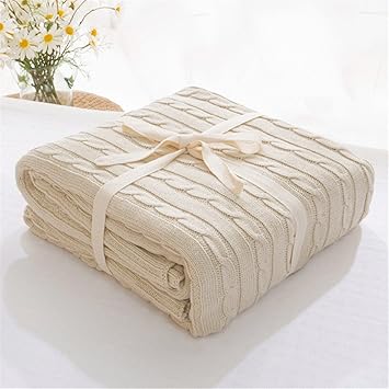 Maotan Weiche Decken Fur Betten Baumwolle Decke Tagesdecke Bettwasche Strickmuster Decke Klimaanlage Bequem Schlafen Bett Tagesdecken Beige 180x200cm Amazon De Kuche Haushalt