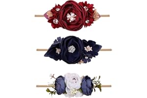 mligril Baby Girl Floral Headbands Set - 3pcs Flower Crown Elastic Hairband Newborn Toddler Hair Accessories Gifts for Girls （1-6 years old）