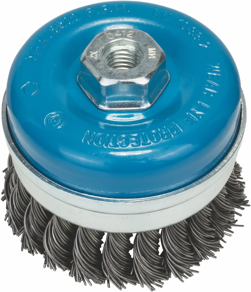 Bosch 1x PRO Steel Longlife Cup Brush, Knotted Wire for Large Angle Grinder and M14 Thread (for Steel diameter 90 mm