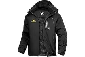 Yufawow Men Winter Jacket Work Coat Waterproof Windbreaker Heavy Softshell Heat Warm Thermal Insulated Ski Snow Snowboard