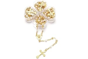 Alitaver (12) PCS - Baptism, First Communion Rosary Favor Gold Pearl Recuerdos para Primera Comunion Niña Niño Heart Case