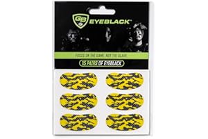 GB Eyeblack 15 Pairs Breathable Eye Strips | Peel & Stick Athletic Eyeblack Stickers for Baseball Football Softball Lacrosse (Black & Yellow Camo)