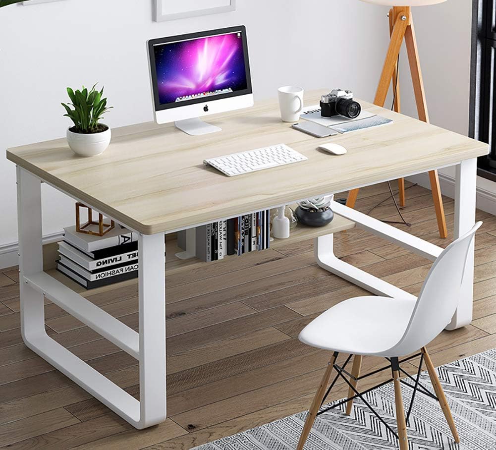 Computer Desk with Bookshelf,Notebook Writing Desk with Extra Strong Legs Sturdy Office Desk Modern Simple Table for Home Workstation