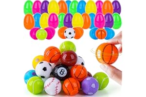ZIVILIC 72 Pcs Prefilled Easter Eggs with Fidget Spinner Sports Balls Toy for Kids Boys Girls, Easter Basket Stuffers Egg Fillers Easter Egg Hunt Party Favors Classroom Prize (36 Eggs + 36 Spinners)