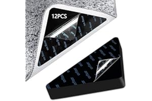 Yzzyemn 12 PCS Rug Tape Rug Gripper for Hardwood Floors and Tile,Big Rug Pad Grippers，Reusable and Washable Area Carpet Tape,Keep Area Rug Flat,Non Slip Washable Rug Tape Grip Carpet Corner