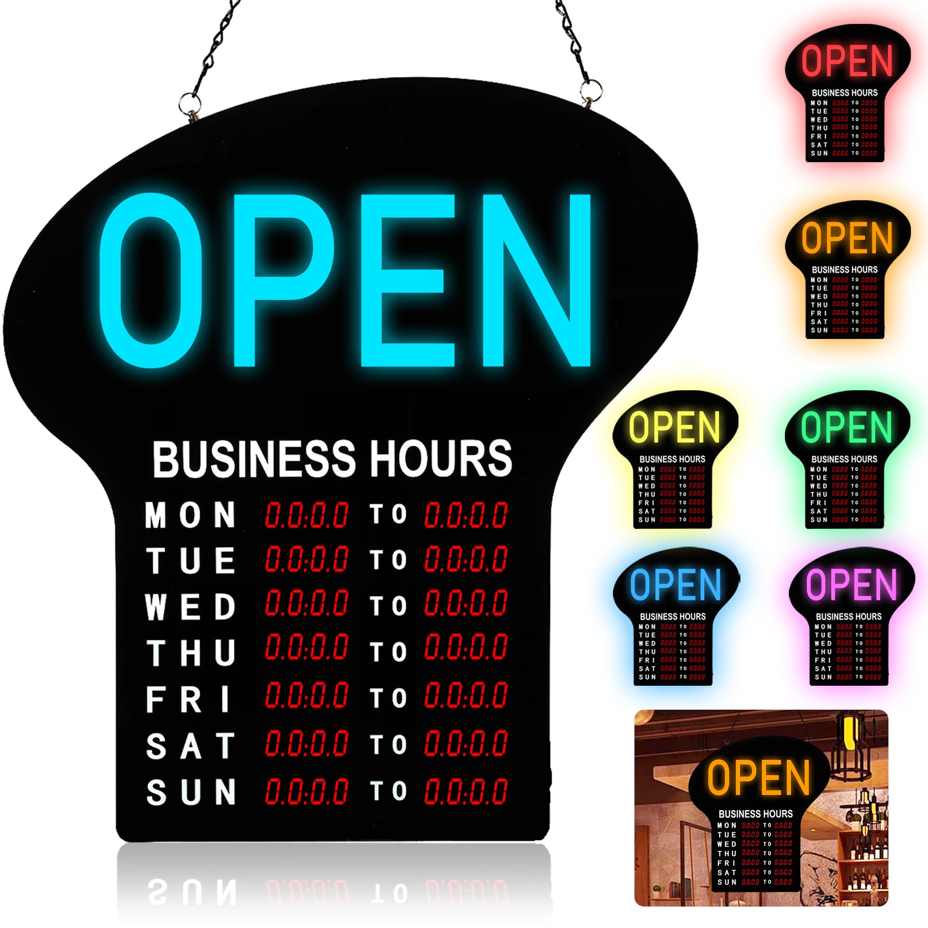 Photo 1 of ??????? Open Sign with Business Hours, Multi-Color Open Signs, 25.2 x 23.1 inch Oversized Programmable Business Hour Sign, High Visibility Suitable for Display in Large Bars & Shops