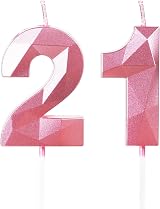 Yiran Pink 21st Birthday Candles 2 Piece Number 2 1 Pink Topper view 1
