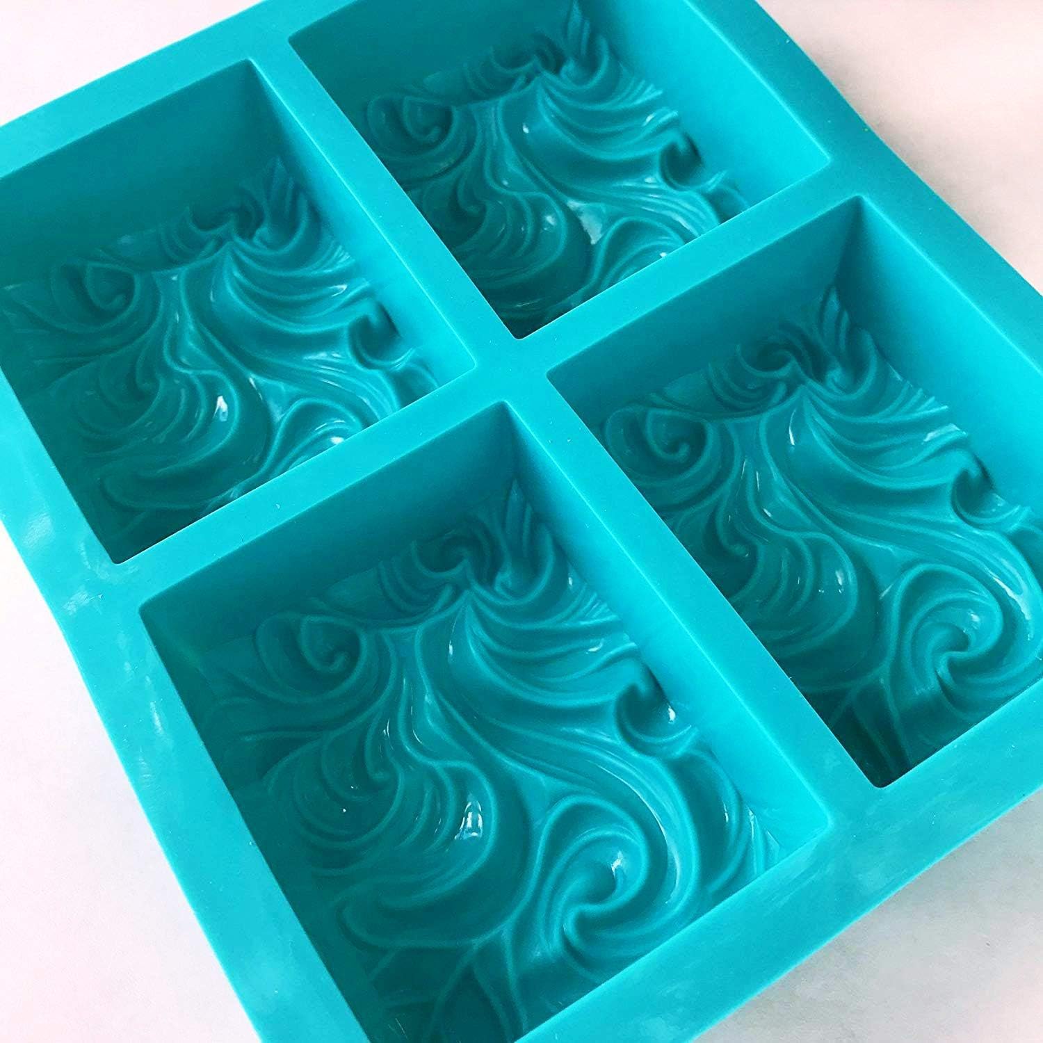 IAJ Silicone 4 Cavity Cloud & Smoke Designer Shape Silicone Soap All Purpose Mould (Out Put Weight Approx : 110 Grams)