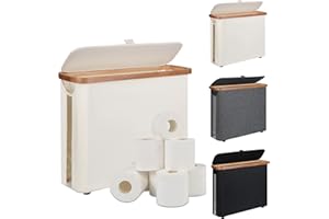 CFGUK Toilet Paper Storage Basket with Lid - The Ultimate Bathroom Organizer, Free Standing Toilet Paper Holder for Up to 9 Mega Rolls, Toilet Tissue Storage Bin with Handle for RV Closet, Beige