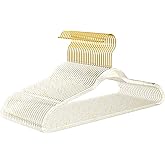Premium Clear Invisible Acrylic Hangers,Crystal Plastic Hangers with Bling Gold Glitter 20 Pack Ultra Slim & Space Saving Suit Hangers for Coats, Pants & Dress Clothes