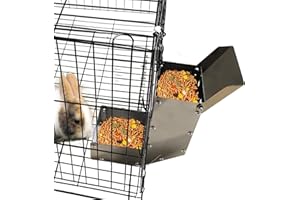 Sainless Steel Gravity Rabbit Feeder - Outdoor Small Animal Feeder with Lid, Durable Auto pet Food Trough Holds Several Days’