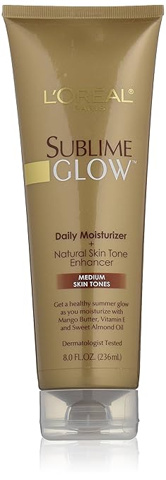 L'Oreal Paris Sublime Glow Daily Moisturizer and Natural Skin Tone Enhancer Medium Skin Tones 8 fl. oz. Best Sunless Tanners