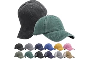 Boletochic Baseball Cap for Men Women, Adjustable Vintage Washed Ponytail Hat Sun Hats UV Protection Sport Cap 2Pack