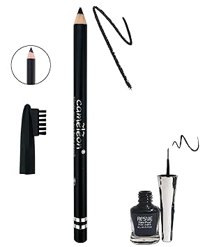 AYA Cameleon Waterproof Eyebrow Pencil with Brush (Black) with Resme Eyeliner