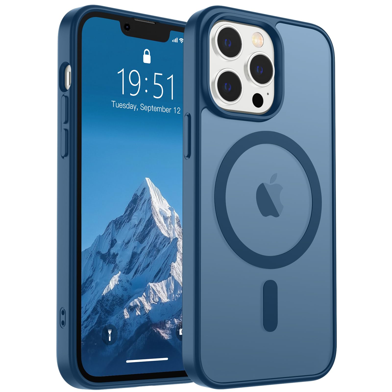 Photo 1 of SUPFINE Magnetic for iPhone 13 Pro Case (Compatible with MagSafe) (Military Grade Drop Protection) Slim Translucent Matte Shockproof with Anti-Fingerprint Phone Case,Deep Blue