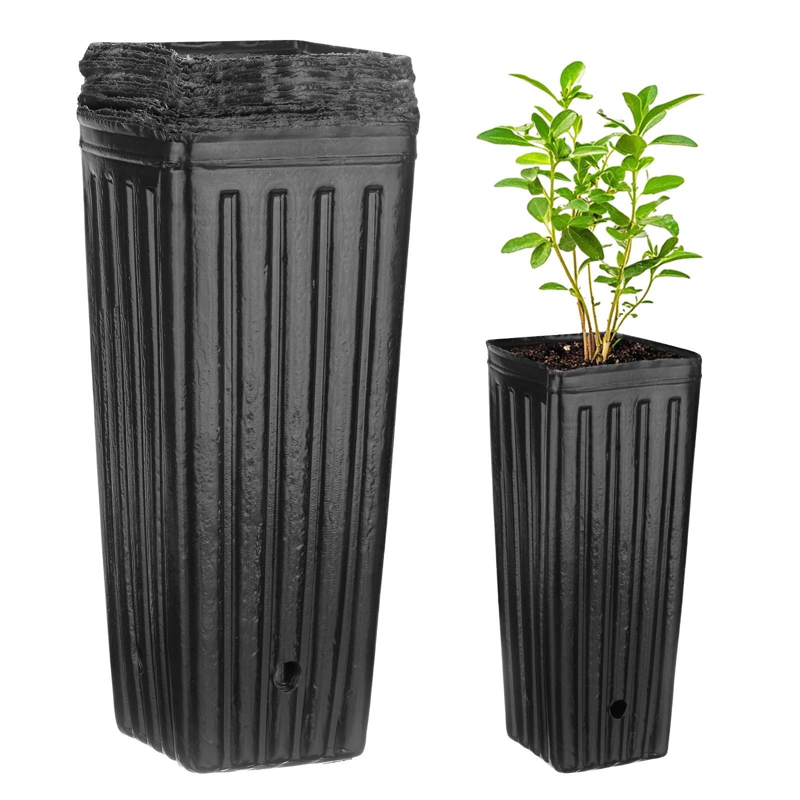 M METERXITY 20-Pack Plant Nursery Pots, 4.72x4.72x9.84 Inch Plastic Deep Growing Nursery Pots Succulent Planter Flower Tree pots with Drainage Holes for Indoor Outdoor Gardening [Black]