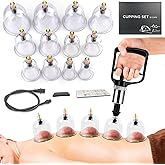 AIKOTOO Cupping Kit for Massage Therapy Set with Pump 12 Massage Cups for Cellulite Reduction Muscle Back Pain Relief Physical Therapy