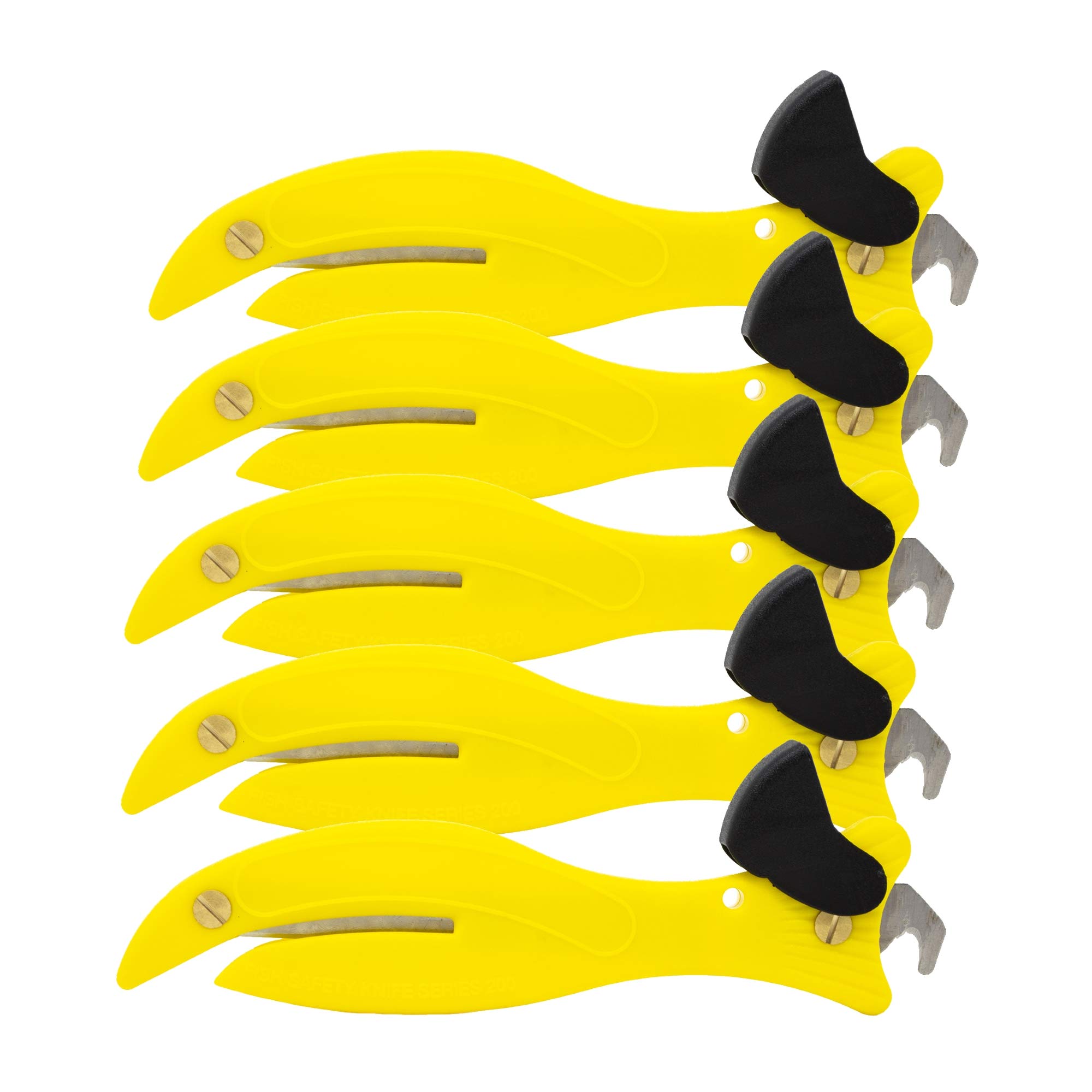 Fish 200 Original Enclosed Blade Safety Box Cutter Yellow Set of 5
