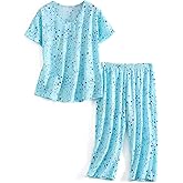 SISKIN Womens Pajama Sets - Capri Pajamas for Women Set Plus Size Sleepwear Tops with Capri Pants Summer Pjs Sets