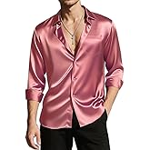 DiBanGu Long Sleeve Button Up Shirts for Men Casual Business Shirt with Pocket Solid Regular Fit Shirts for Formal Wedding