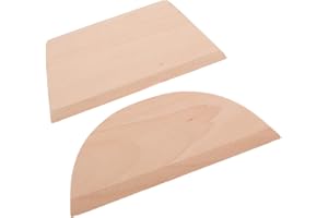 PACKOVE 2pcs Wooden Dough Cutter Scraper Set, Beech Wood Semicircle and Square Scrapers 18.5x9cm 17x9.5cm