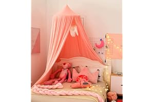 LImiLI Kids Bed Canopy, Round Dome Mosquito Net, Indoor Outdoor Castle Hanging House Decoration, Reading Nook, Pink, 108 x 25