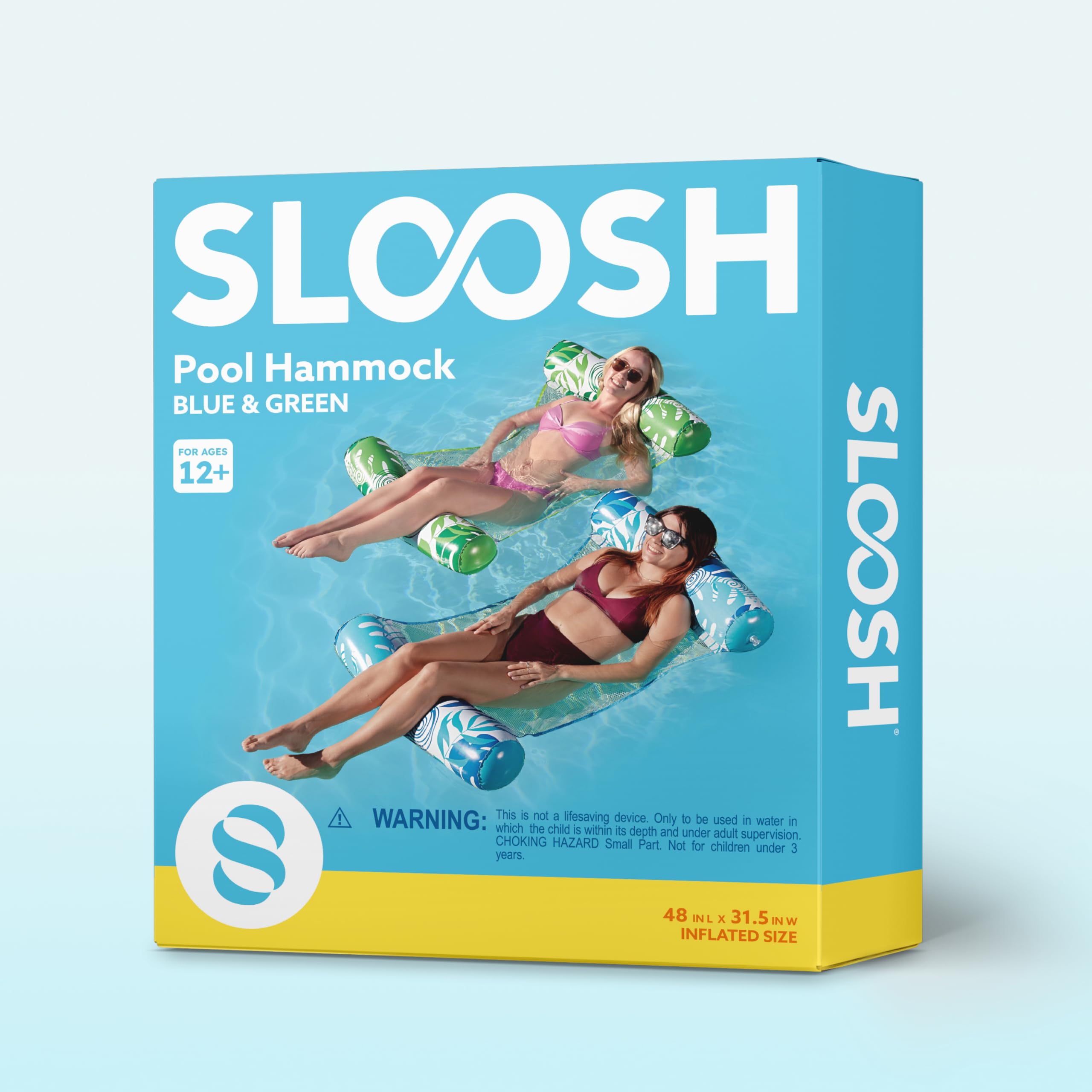SLOOSH 2 Packs Hammock Pool Floats Adults, 4-in-1 Multi-Purpose Inflatable Pool Floats PVC Water Hammock Lounge Floaties
