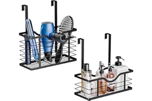 Carwiner Hair Dryer Holder, 2PC Hair Tool Organizer, Blow Dryer Holder, Adjustable Height Bathroom Cabinet Organizer Tray for Hair Dryer Straightener, Curling Irons Storage Wall Mounted/Cabinet Door