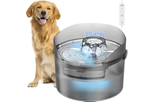 NPET 2 Gallon/270oz/8L Dog Water Fountain for Large Dogs, Automatic Dog Water Bowl Dispenser with Adjustable Water Flow & LED Cat Water Fountain with Splatter Guard