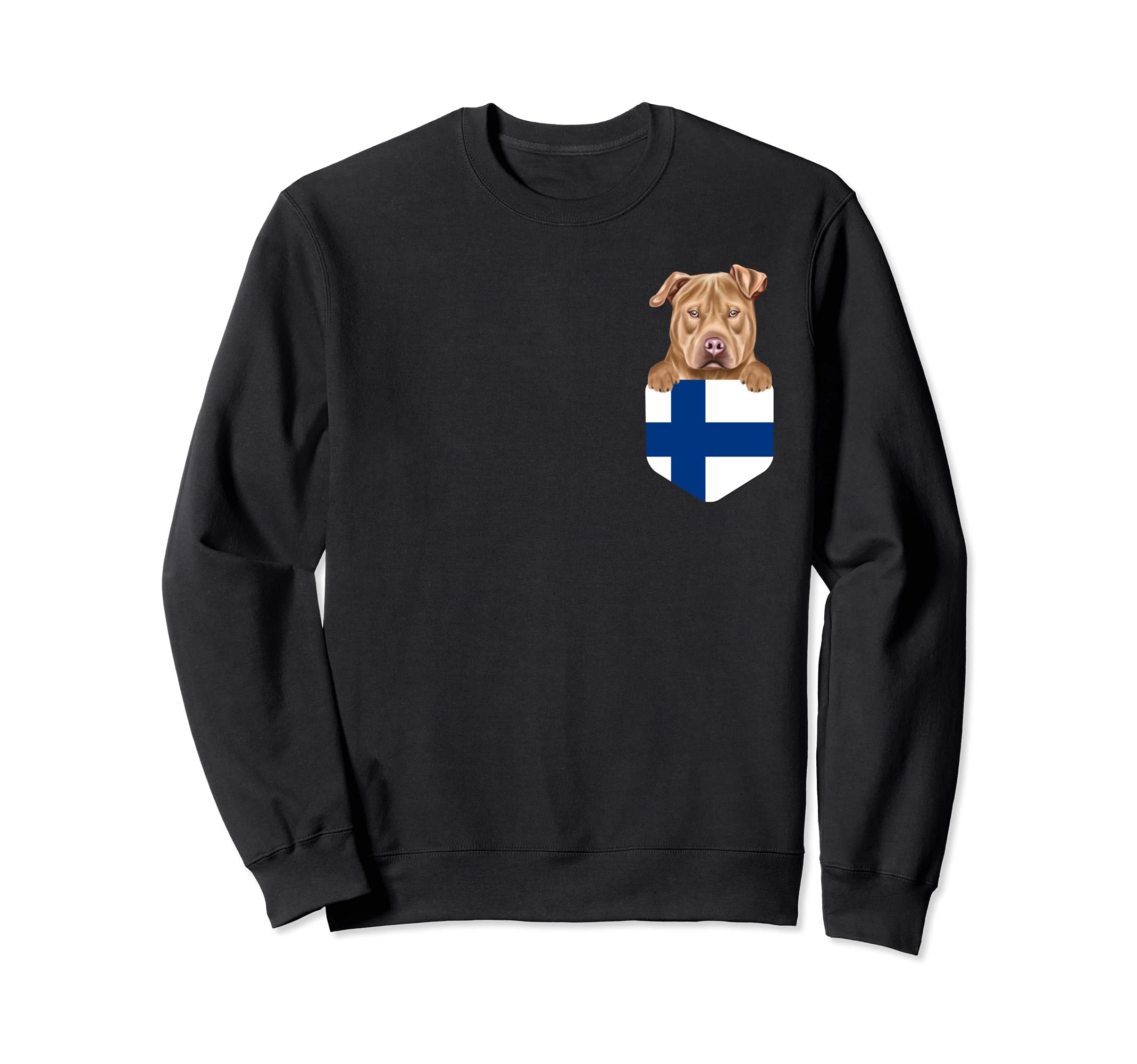Finland Flag Usa Staffordshire Terrier Dog In Pocket Sweatshirt