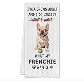 SereneHanctuary Funny French Bulldog Kitchen Towels, Gifts for French Bulldog Lovers Dish Tea Towels, Frenchie Gifts for Women Men Decorative Hand Towel for Kitchen Bathroom, 16x24 Inch