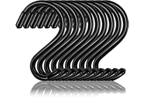 Dreecy 10 Pack 3 Inch S Hooks, Heavy Duty Metal Black Rubber Coated Non Slip Closet S Hooks for Hanging Plants, Jeans, Clothes, Jewelry, Pots, Pans, Cups, 6.0TG-SG