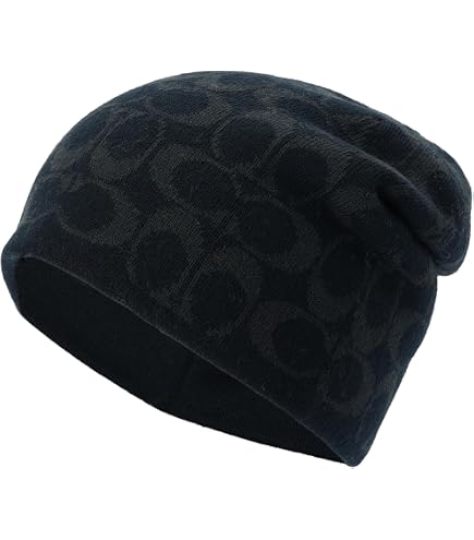 Coach Women's Metallic Signature C Jacquard Beanie, Chalk at