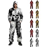 Qaezyco Skeleton Costume Men Skull Print 2 Piece Hoodie And Wide Leg Sweatpants Halloween Couple Family Casual Outfits