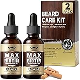 Biotin Beard Oil for Men Set – 2 Pack Unscented & Sandalwood Beard Oil Blended with Castor & Grape Seed Oil for Thicker, Softer, Moisturizing Beard – Gift for Father, Husband, Boyfriend – 4 oz