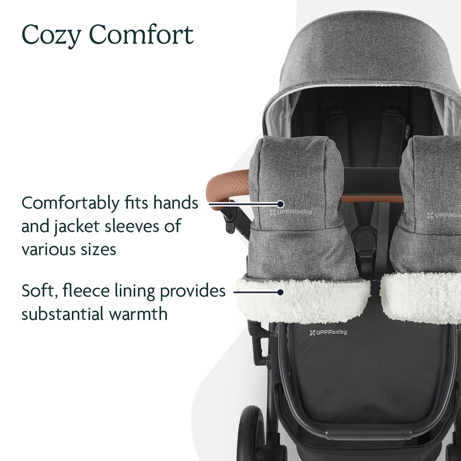 UPPAbaby CozyHandmuff/Easily Attaches to Stroller Handlebars/Ultra-Plush, Weather-Proof Hand Protection/Jordan/Greyson (Charcoal Mélange)