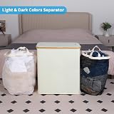 efluky 140L Laundry Baskets with Lid Two Compartments Beige view 3