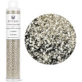 Miyuki Round Seed Beads, 11/0, Crystal Clear Silver Lined, 24g Tube, Glass Beads for Loom Weaving, Embroidery, Stringing &amp; Jewelry Making, Made in Japan
