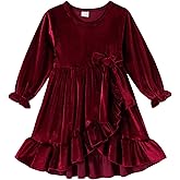 YOUNGER TREE Kids Toddler Dress Baby Girls Fall Dresses Ruffle Long Sleeve Bowknot Casual Winter Dress for Girl