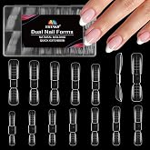 EBANKU Dual Nail Forms for Poly Extension Gel | 120 PCS 2 In 1 Nail Molds Reusable Nail Extension Forms for Builder Gel Manicure Design Salon DIY-12 Sizes