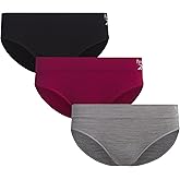 Reebok Womens Bikini Underwear - 3 Pack Soft Stretch Performance Tag Free Briefs Bikini Panties Seamless Underwear for Women