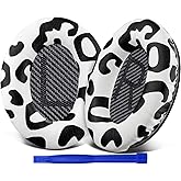 SoloWIT Replacement Earpads Cushions for Bose QuietComfort 35 (QC35) & Quiet Comfort 35 II (QC35 ii) Headphones, Ear Pads with Softer Leather, Noise Isolation Foam, Added Thickness (Snow Leopard)