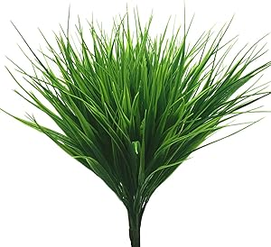 PASYOU Artificial Shrub, Fake Bush Simulation Spring Grass Greenery Leaves Plastic Plants Indoor Outdoor Outside Home Garden Office Bathroom Verandah Wedding Décor Decoration Planter Filler 4 Pcs