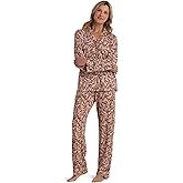 Miss Elaine Jersey Knit Pajama Set, Pockets and V-Neck with Button Closure, Soft Stretch Feel