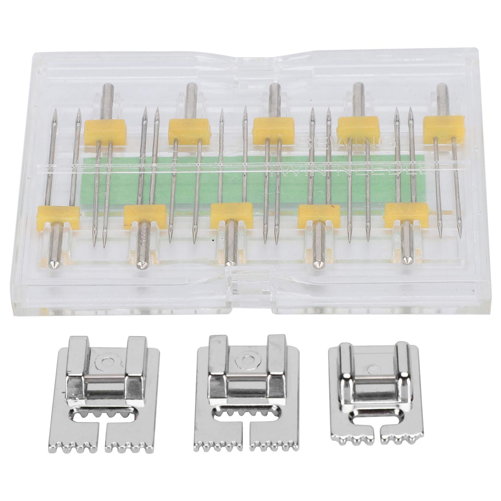 Twin Needles Multi Size Double Needle Sewing Machine Needle Twin Needles Pins with Presser Foot for Household Sewing Machine