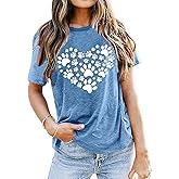 Dog Lover Shirts for Women - Cute Mom Gifts Paw Puppy Heart Graphic Tees Casual Short Sleeve Top