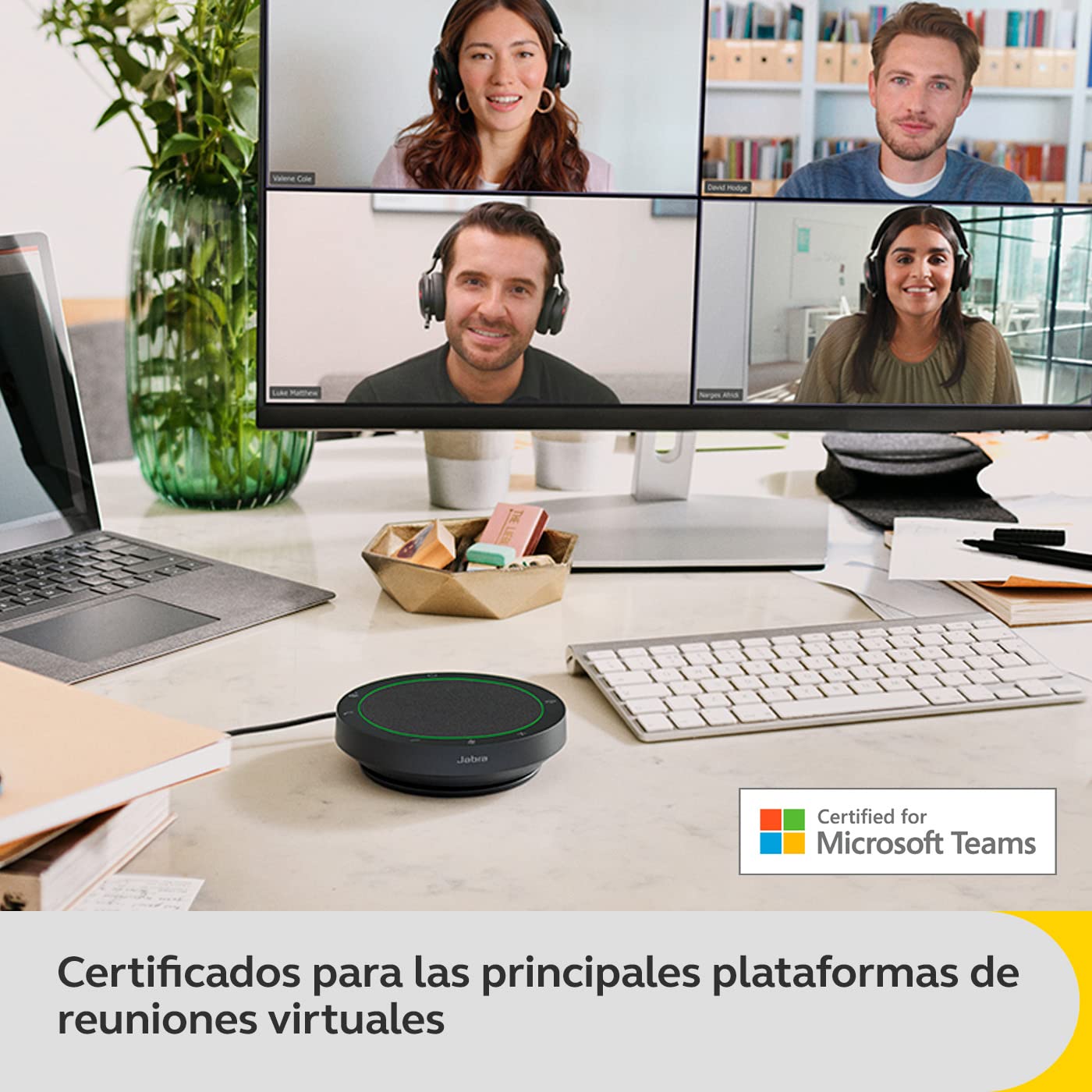 Jabra Speak2 40 Tragbare Freisprechlösung, 4 Mikrofone mit Geräuschunterdrückung, 50 mm Breitband-Lautsprecher, mit USB-A und USB-C, für MS-Teams Zertifiziert, Dunkelgrau 7